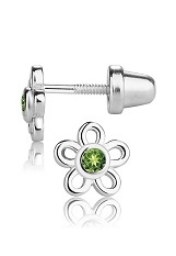 good-looking silver cubic zirconia August birthstone baby earrings